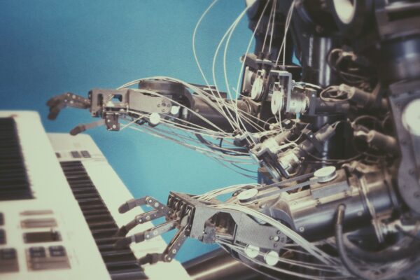 robot playing piano